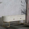 Panca Golfo, 120x40 h43 cm, Bianco e Oro<Dmora Cheap