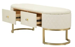Panca Golfo, 120x40 h43 cm, Bianco e Oro<Dmora Cheap