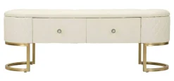 Panca Golfo, 120x40 h43 cm, Bianco e Oro<Dmora Cheap