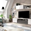 Parete attrezzata Abbete, 200x41h180 cm, Bianco e Antracite<Dmora New