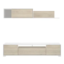 Parete attrezzata Abbete, 200x41h180 cm, Rovere e Bianco<Dmora Store