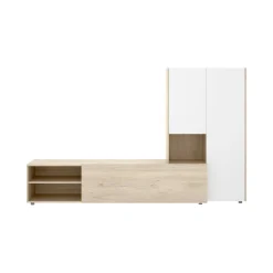 Parete attrezzata Abrino, 227x40 h141 cm, Bianco e Rovere<Dmora Best Sale