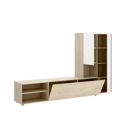 Parete attrezzata Abrino, 227x40 h141 cm, Bianco e Rovere<Dmora Best Sale
