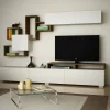 Parete attrezzata Acquifero, 210x37h47 cm, Bianco e Noce<Dmora Sale
