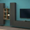 Parete attrezzata Acuto, cm 320x30h180, Antracite e Acero<Dmora Hot