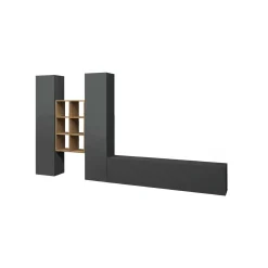 Parete attrezzata Acuto, cm 320x30h180, Antracite e Acero<Dmora Hot
