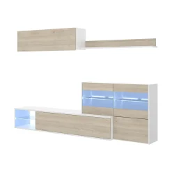 Parete attrezzata Agio, 260x41h180 cm, Rovere e Bianco<Dmora Online