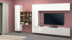 Parete attrezzata Agira, cm 350x30h180,<Dmora Flash Sale
