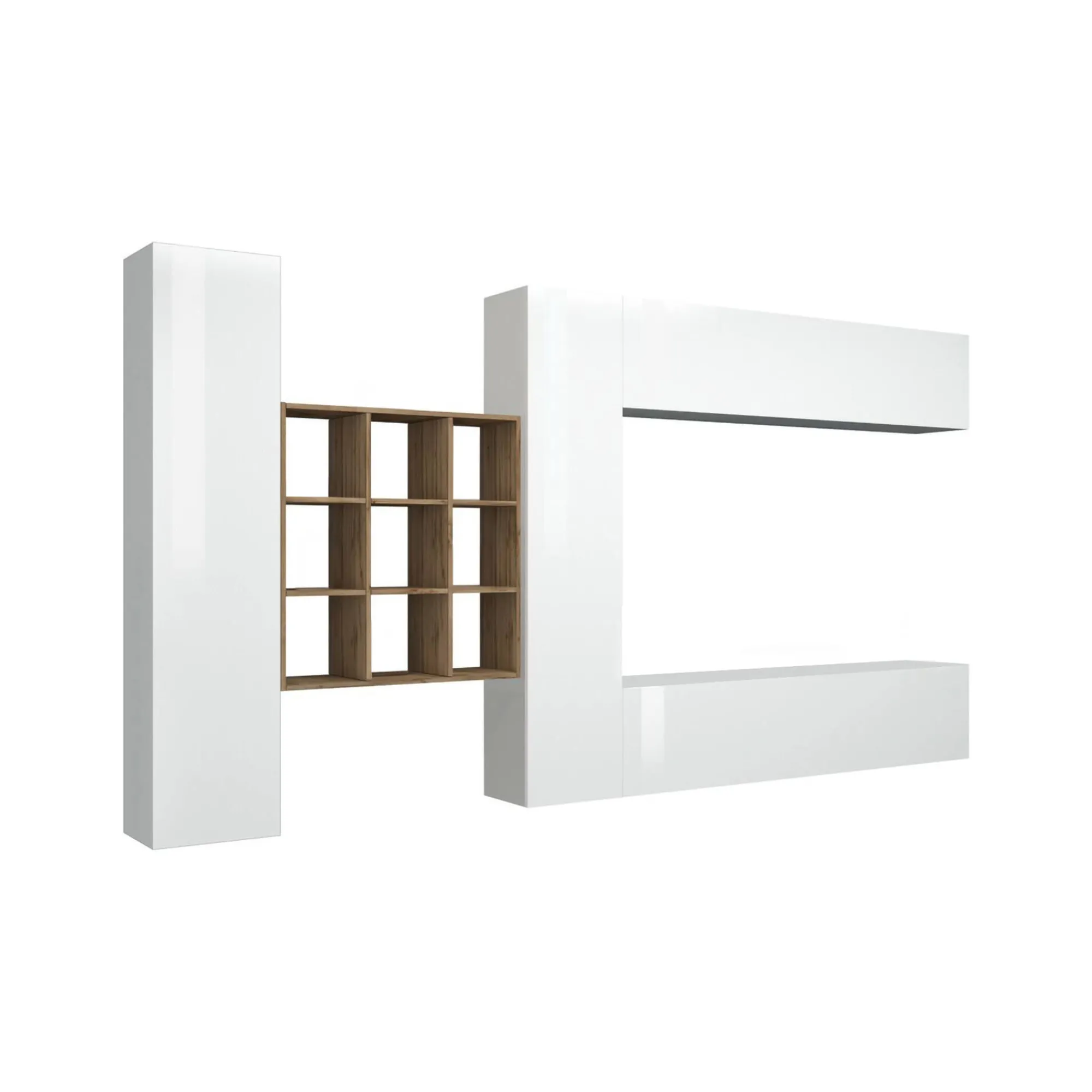 Parete attrezzata Agira, cm 350x30h180,<Dmora Flash Sale