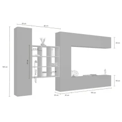 Parete attrezzata Agira, cm 350x30h180,<Dmora Flash Sale