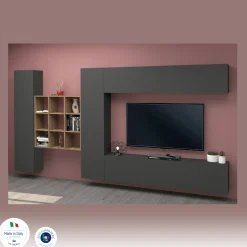 Parete attrezzata Agira, cm 350x30h180,<Dmora Discount