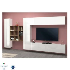 Parete attrezzata Agira, cm 350x30h180,<Dmora Flash Sale