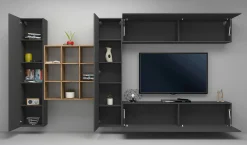Parete attrezzata Agira, cm 350x30h180,<Dmora Discount