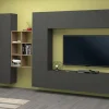 Parete attrezzata Agna, cm 280x30h180, Antracite e Acero<Dmora Best