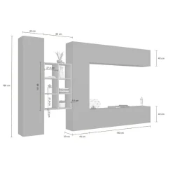 Parete attrezzata Agna, cm 280x30h180, Antracite e Acero<Dmora Best