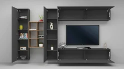 Parete attrezzata Agna, cm 280x30h180, Antracite e Acero<Dmora Best