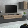 Parete attrezzata Alaskino, cm 240x45h180, Antracite e Acero<Dmora Best Sale