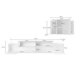 Parete attrezzata Alaskino, cm 240x45h180,<Dmora Best Sale