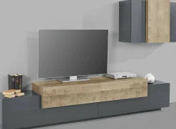 Parete attrezzata Alaskino, cm 240x45h180, Antracite e Acero<Dmora Best Sale