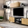 Parete attrezzata Ama, 182x35h180 cm, Rovere Nodi e Antracite<Dmora Store