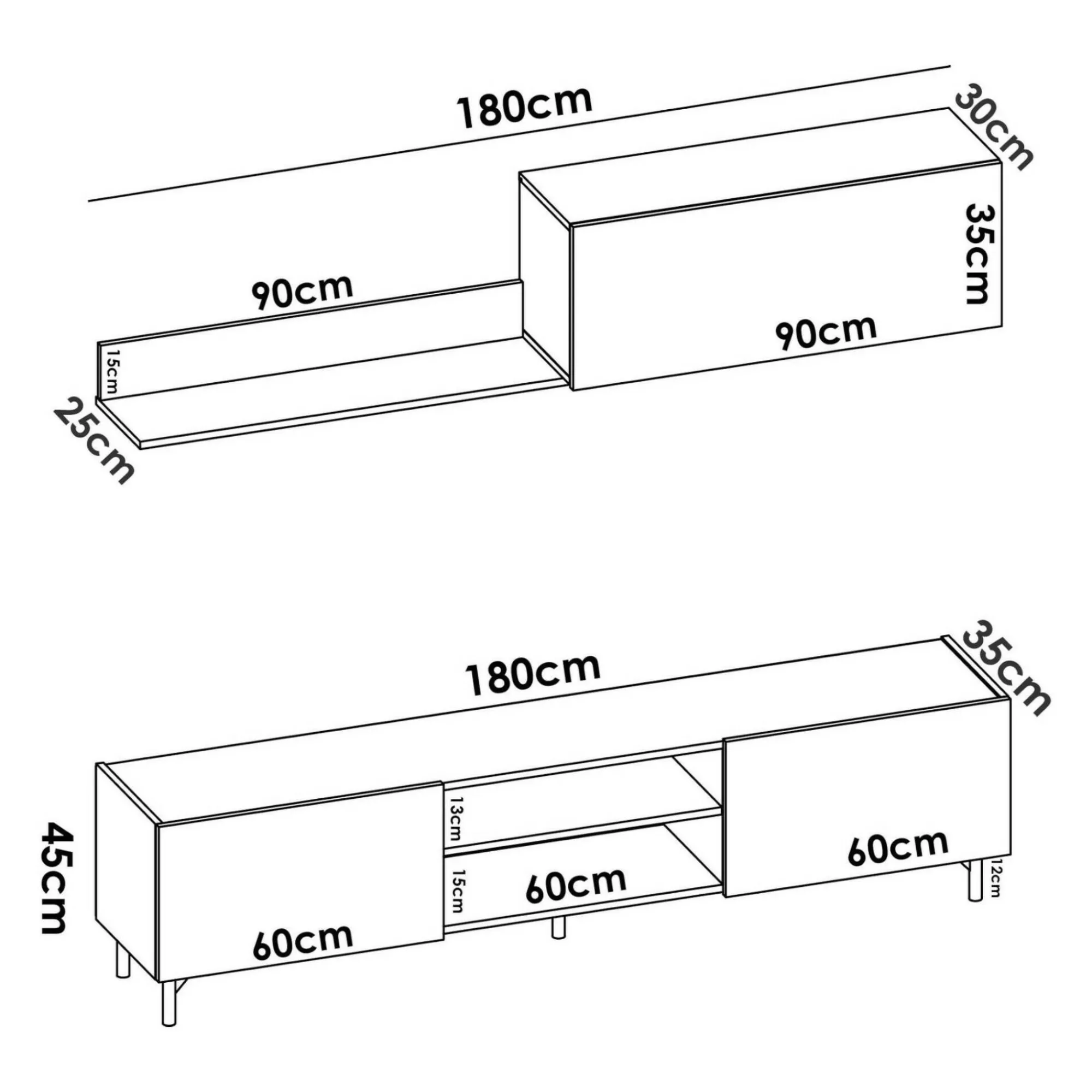 Parete attrezzata Ama, 182x35h180 cm, Rovere Nodi e Antracite<Dmora Store