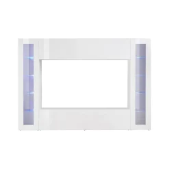Parete attrezzata Amel, , con luce LED blu e due vetrine<Dmora Store