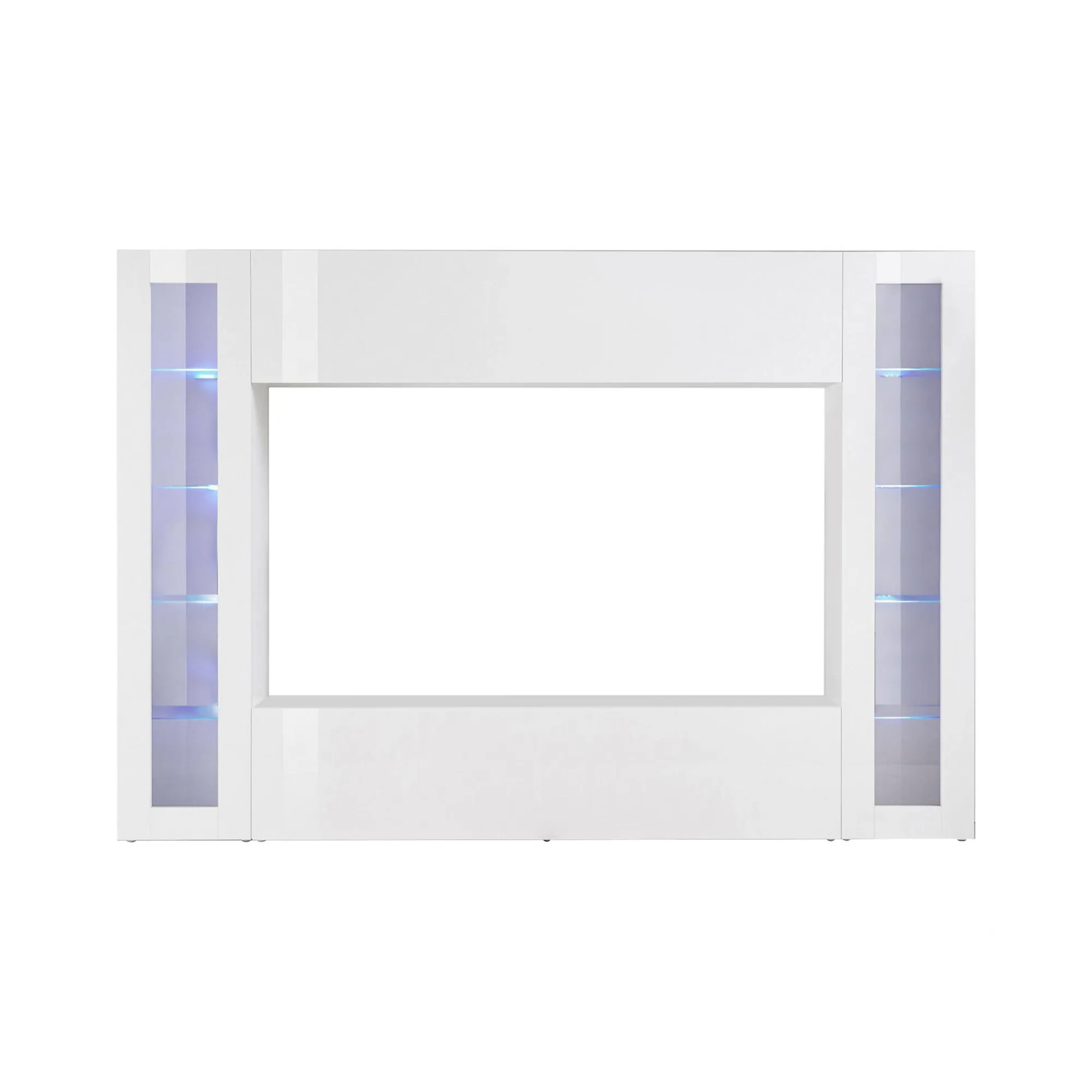 Parete attrezzata Amel, , con luce LED blu e due vetrine<Dmora Store