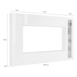 Parete attrezzata Amel, , con luce LED blu ed una vetrina<Dmora Online
