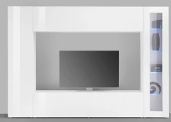 Parete attrezzata Amel, , con luce LED blu ed una vetrina<Dmora Online