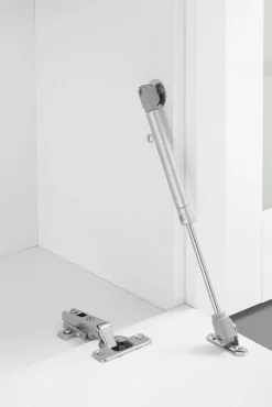 Parete attrezzata Amel, , con luce LED blu ed una vetrina<Dmora Online