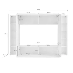Parete attrezzata Amel, cm 260x30h180,<Dmora Discount