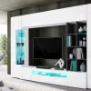 Parete attrezzata Andy, cm 290x40h192, Bianco lucido e Ardesia<Dmora Outlet