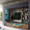 Parete attrezzata Andy, cm 290x40h192, Ardesia e Acero<Dmora Fashion