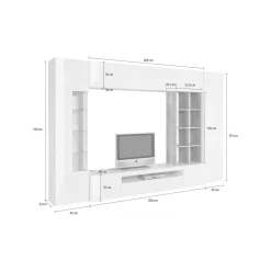 Parete attrezzata Andy, cm 290x40h192, Ardesia e Acero<Dmora Fashion