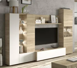 Parete attrezzata Angioletto, 260x42h185 cm, Rovere e Bianco<Dmora Fashion