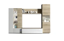 Parete attrezzata Angioletto, 260x42h185 cm, Rovere e Bianco<Dmora Fashion