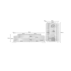 Parete attrezzata Anisia, cm 280x45h121, Bianco lucido e Acero<Dmora Best Sale