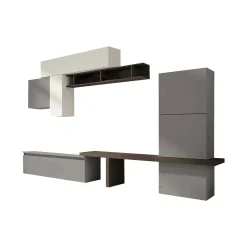 Parete attrezzata Apollonie, 295x40 h192 cm, Ardesia e Grigio<Dmora Hot