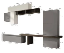 Parete attrezzata Apollonie, 295x40 h192 cm, Ardesia e Grigio<Dmora Hot