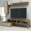 Parete attrezzata Ardara, 150x37h38 cm, Noce e Bianco<Dmora New