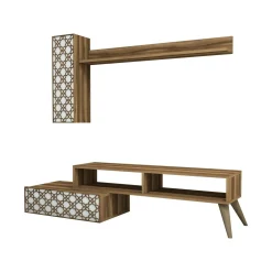 Parete attrezzata Ardara, 150x37h38 cm, Noce e Bianco<Dmora New
