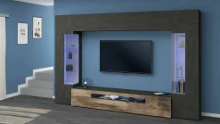 Parete attrezzata Arga, cm 290x40h191, Antracite e Acero<Dmora Flash Sale