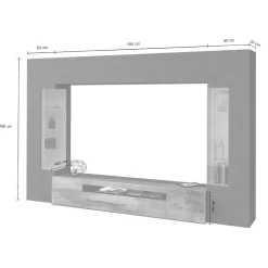Parete attrezzata Arga, cm 290x40h191, Antracite e Acero<Dmora Flash Sale