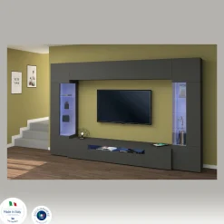 Parete attrezzata Arga, cm 290x40h191,<Dmora Outlet