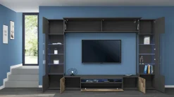 Parete attrezzata Arga, cm 290x40h191, Antracite e Acero<Dmora Flash Sale