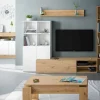 Parete attrezzata Argus, 241x28h180 cm, Bianco e Rovere Nodi<Dmora Store