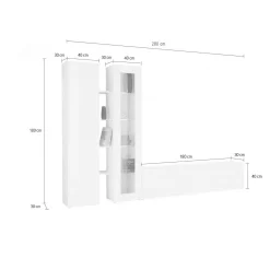 Parete attrezzata Arin, cm 280x30h180,<Dmora Fashion