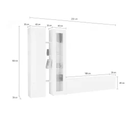 Parete attrezzata Arin, cm 280x30h180,<Dmora Clearance