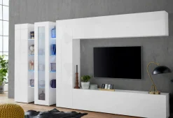 Parete attrezzata Arkan, cm 340x30h180,<Dmora Outlet
