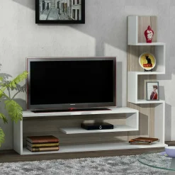 Parete attrezzata Armeno, 30x22 h121 cm, Bianco e Rosso<Dmora New